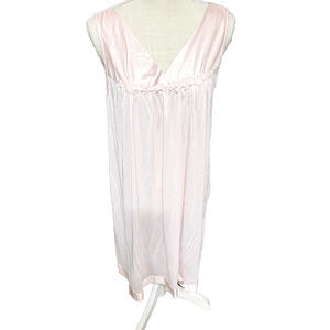 Vtg Vanity Fair Nightgown Sleeveless Baby Pink Sheer Tricot Nylon 42 L USA 80s
